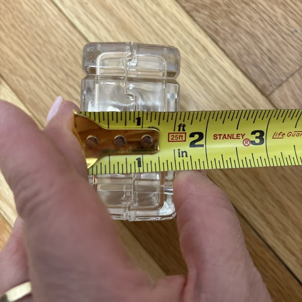 Vintage Square Clear Crystal Blow Jewelry Trinket Box 2 Pieces